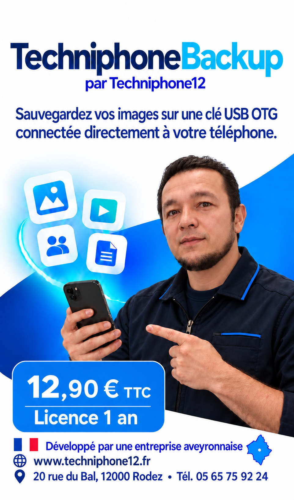 TechniphoneBackup pour Android — licence 1 an à 12,90 € TTC